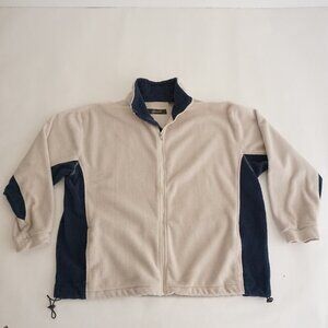 Vintage '90S Penmans Taupe Navy Fleece Zip Up Hiking Outdoor Sweater 2XL